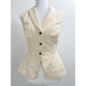 Reformation Cream Sleeveless Peplum Vest Top Women’s Size 2 Tencel Button Front